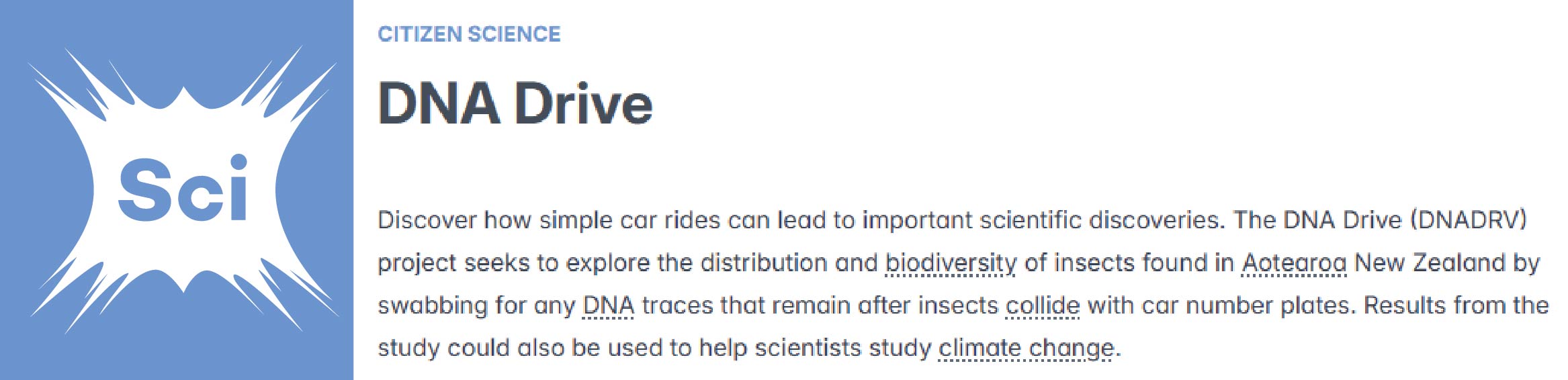 DNADRV as a citizen science project on Science Learning Hub